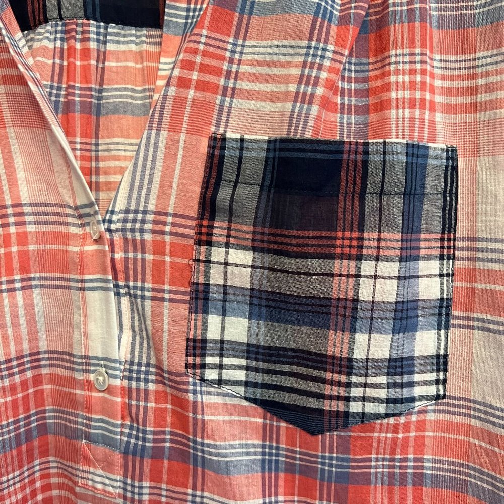 Joie Plaid Contrasting Popover Tunic 100 Cotton Size Small - Picture 4 of 7